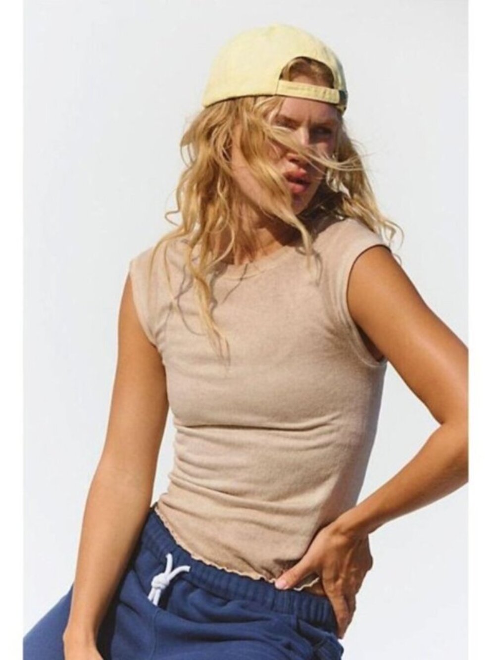 FP Movement Mineral Wash Ribbed Ruffle Tee